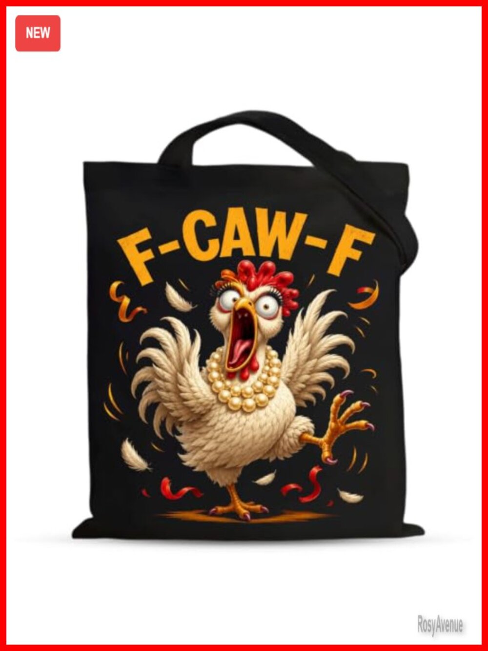 Funny F-CAW-F Chicken Canvas Tote Bag Reusable Shopping Gift